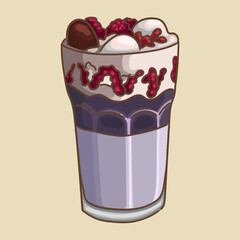 Fresh fruit dessert in a glass