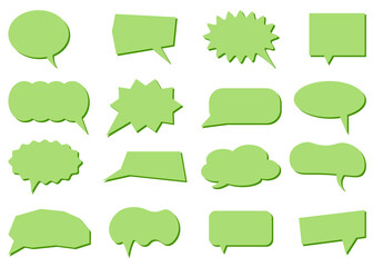 Set of speech bubbles. Chat bubble set in vector. Speech bubbles icons in green color with shadows.
