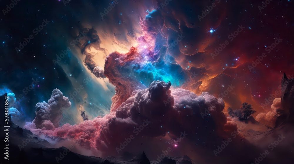 Canvas Prints abstract space background. galaxies, nebula and stars in space. generative ai art.