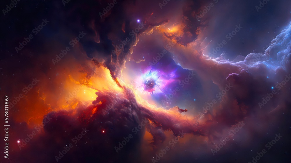 Wall mural abstract space background. galaxies, nebula and stars in space. generative ai art.