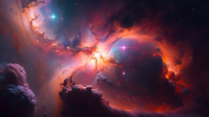 Fototapeta premium Abstract space background. Galaxies, nebula and stars in space. Generative AI art.