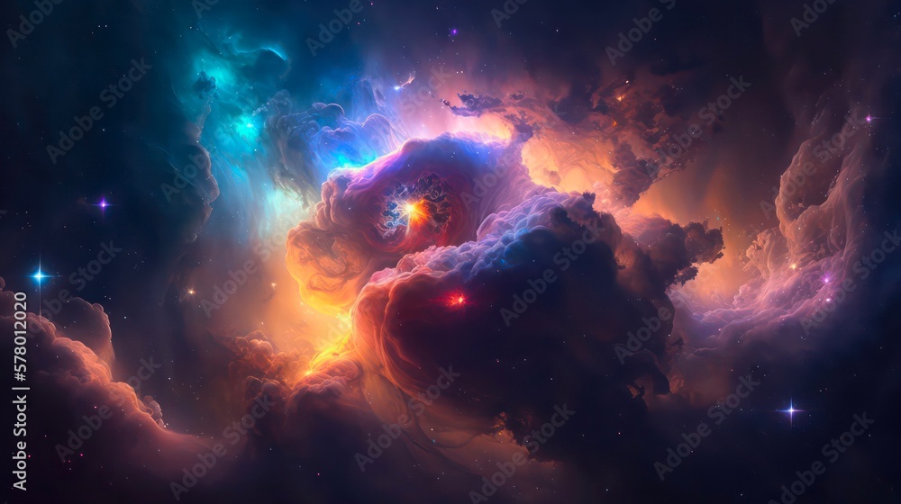 Canvas Prints abstract space background. galaxies, nebula and stars in space. generative ai art.
