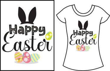 Happy Easter day vector t shirt, Bunny kisses gift t shirt design for family.