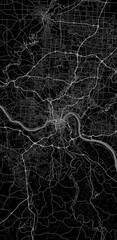 Cincinnati city map black and white abstract