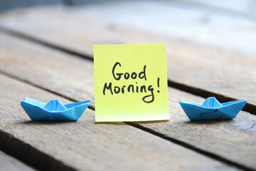 Good morning inscription on the tag.