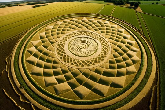 The Mysterious Beauty of Crop Circles. Generative AI.
