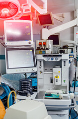 Emergency modern devices for surgery. Operating surgical computer technology.