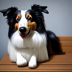 3d dog collie dog toy bench
