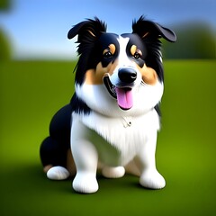3d dog collie dog 