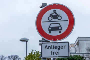 German Traffic Sign: Prohibition of Motor Vehicles and Restricted Access for Non-Residents - Road...