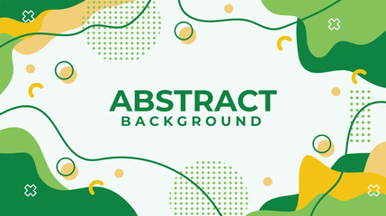 Creative Modern Astract Light Green Background With Memphis Style. Rounded Shapes Yellow and Green Color. Suitable For Presentation, Banner, Flyer, Social Media
