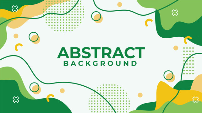 Creative Modern Astract Light Green Background With Memphis Style. Rounded Shapes Yellow and Green Color. Suitable For Presentation, Banner, Flyer, Social Media
