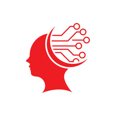 Digital abstract icon human head tech logo