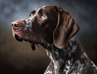 Portrait of German shorthaired pointer dog in outdoors. Generative AI