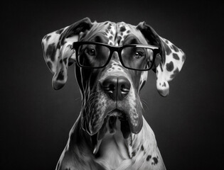 Great Dane standing in front of vegetation Generative AI