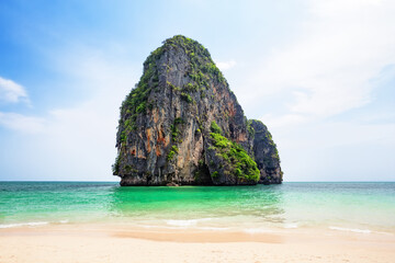 Plakat Beautiful view of Phra Nang Beach on a sunny summer day in Krabi, Thailand.