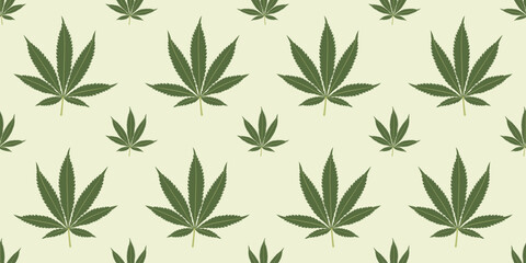 Seamless marijuana background with geometric leaves pattern. Vector illustration