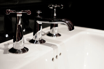 Thermostatic Control Valve Trim with Metal Cross Handle on hand basin sink