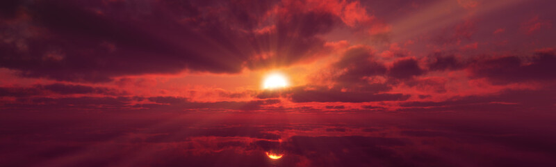 sunset calmly sea sun ray 3d render