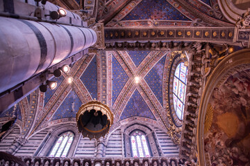  Interior of Siena Cathedral (Italian: Duomo di Siena) is a medieval church in Siena, Italy,...