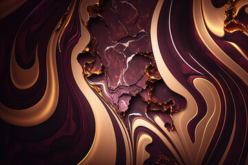 Abstract marble burgundy and gold background. Invitation backdrop. Ai generated