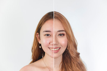 A naturally beautiful and proud southeast asian woman in her late teens without makeup and dyed...