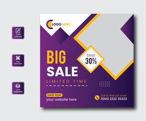 Big sale and Fashion sale instagram post collection with photo banner design , promotional banner design 

