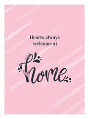 Hearts always welcome at home printable wall art digital art print design 