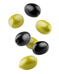 Olives isolated on white background, clipping path, full depth of field