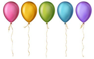 Clipart illustration of colorful balloons. Celebration, holiday concept.