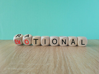 Rational vs emotional symbol. Turned wooden cubes and changed the word 'rational' to 'emotional'....