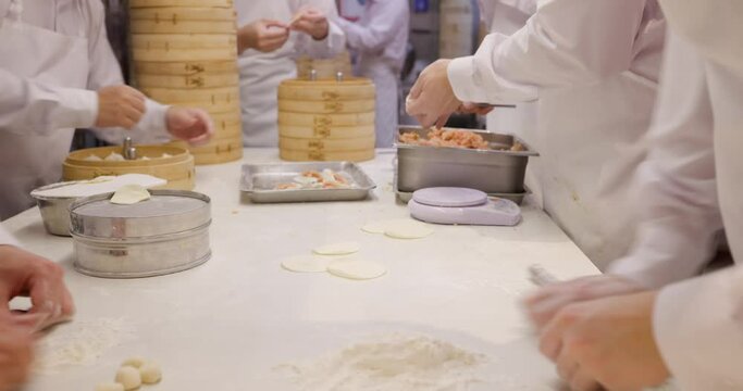 Chef make of meat dumpling in restaurant