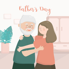 The daughter came and took care of the elderly father on Father's Day,