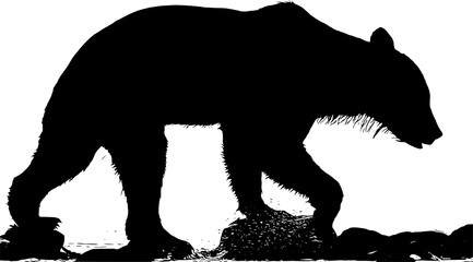 Silhouette of a brown bear on a white background	
