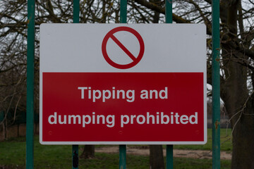 Tipping and Dumping Prohibited sign