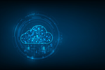 cloud computing digital technology on blue dark background. big data online storage concepts. modern business technology. vector illustration modern design.