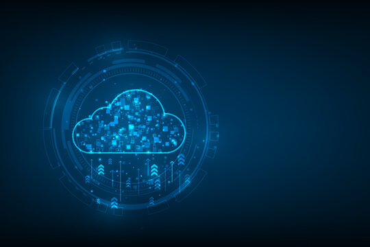 cloud computing digital technology on blue dark background. big data online storage concepts. modern business technology. vector illustration modern design.