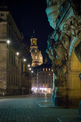 View from Georgentor in Augustusstraße to the Frauenkirche Dresden, Germany