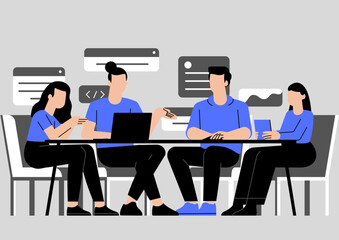 Obraz premium business partners discussing documents and ideas at meeting