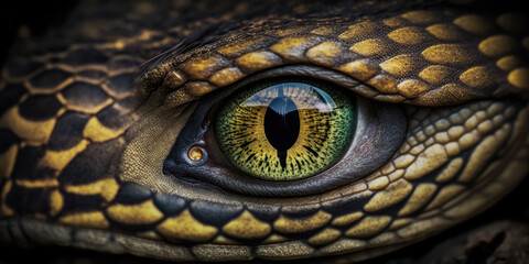 Close-up anaconda face, wild-life animal (created with Generative AI) - obrazy, fototapety, plakaty