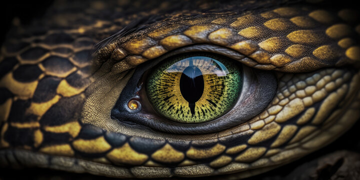 Close-up anaconda face, wild-life animal (created with Generative AI)