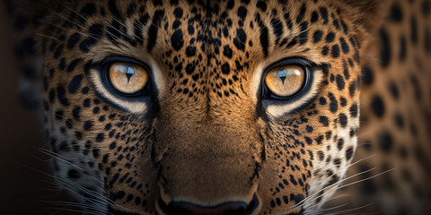 Fototapeta na wymiar Close-up panter face, wild-life animal (created with Generative AI)