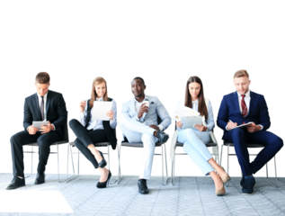 Stressful people waiting for job interview