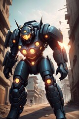 Fototapeta premium robot cyborg warrior