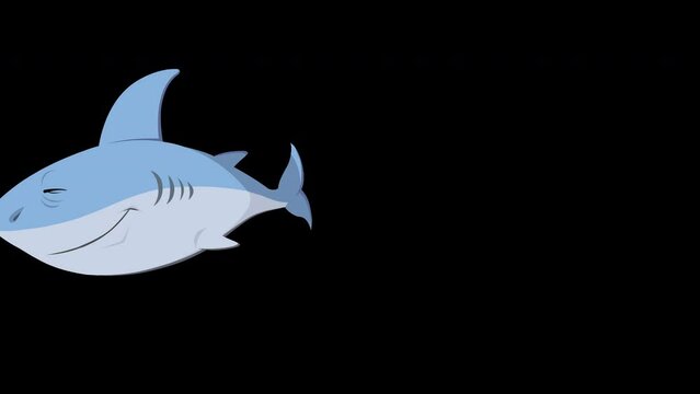 SHARK cartoon animated SWIMMING across screen.
Loop cycle animation of a cartoon Shark Swimming across screen.
Fish Mammal Shark animated video isolated on alpha channel.  
