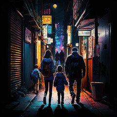 Discovering Tokyo, A Family of Four Explores the Vibrant City Streets Created Using Generative Ai