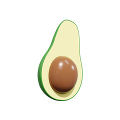 Avocado alpukat fruit 3d render illustration, icon,view, render, hd,  premium quality, alpha background, PNG format, sweet, healthy, fresh, nature, plant, tree, trees