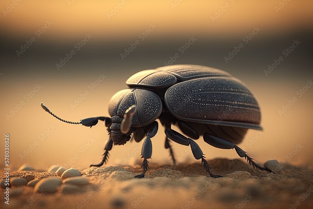 Poster protective beetle in sandy meadow macro generative ai
