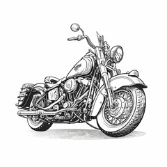 Big Motorcycle Illustration Isolated white. Generative AI