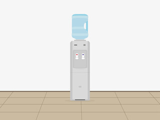 Water cooler with bottle indoors
